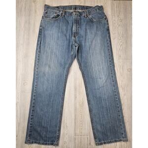 Levis 569 Jeans Mens 38x32‎ Blue Loose Straight Leg Denim Medium Wash Distressed